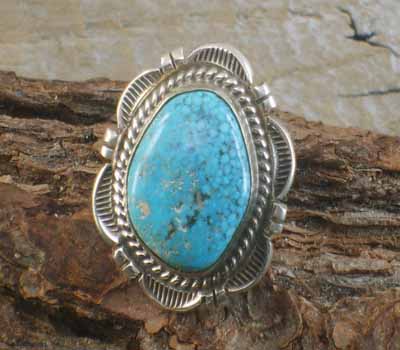 Native American Birds Eye Turquoise Ring- sz 6.5